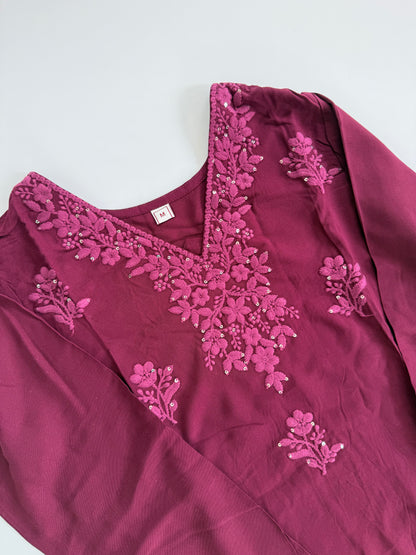 WINE CHIKANKARI COORDSET-0114