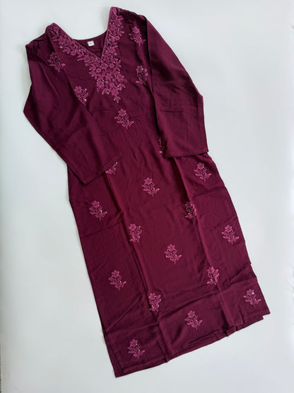 WINE CHIKANKARI COORDSET-0114