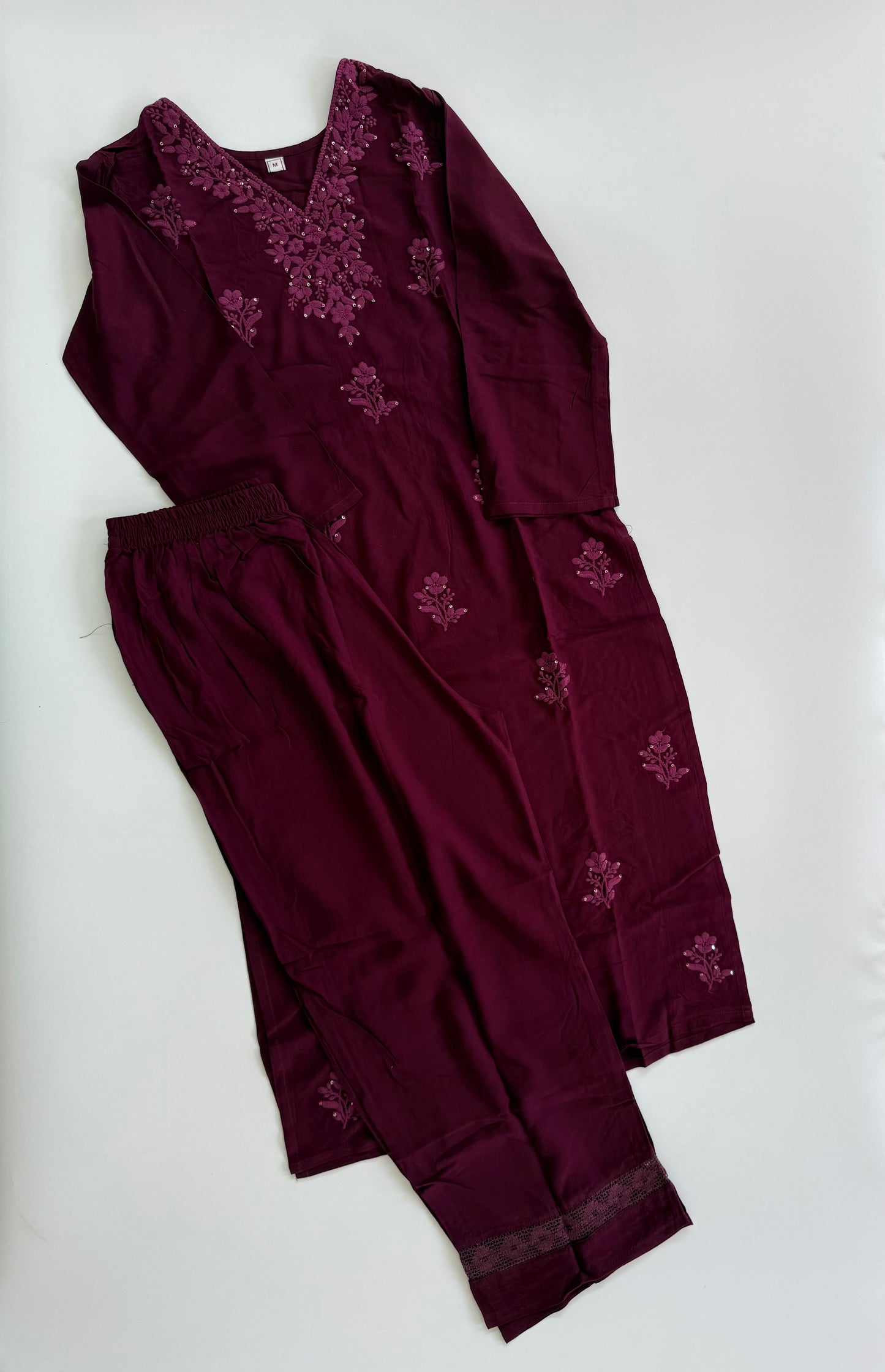 WINE CHIKANKARI COORDSET-0114