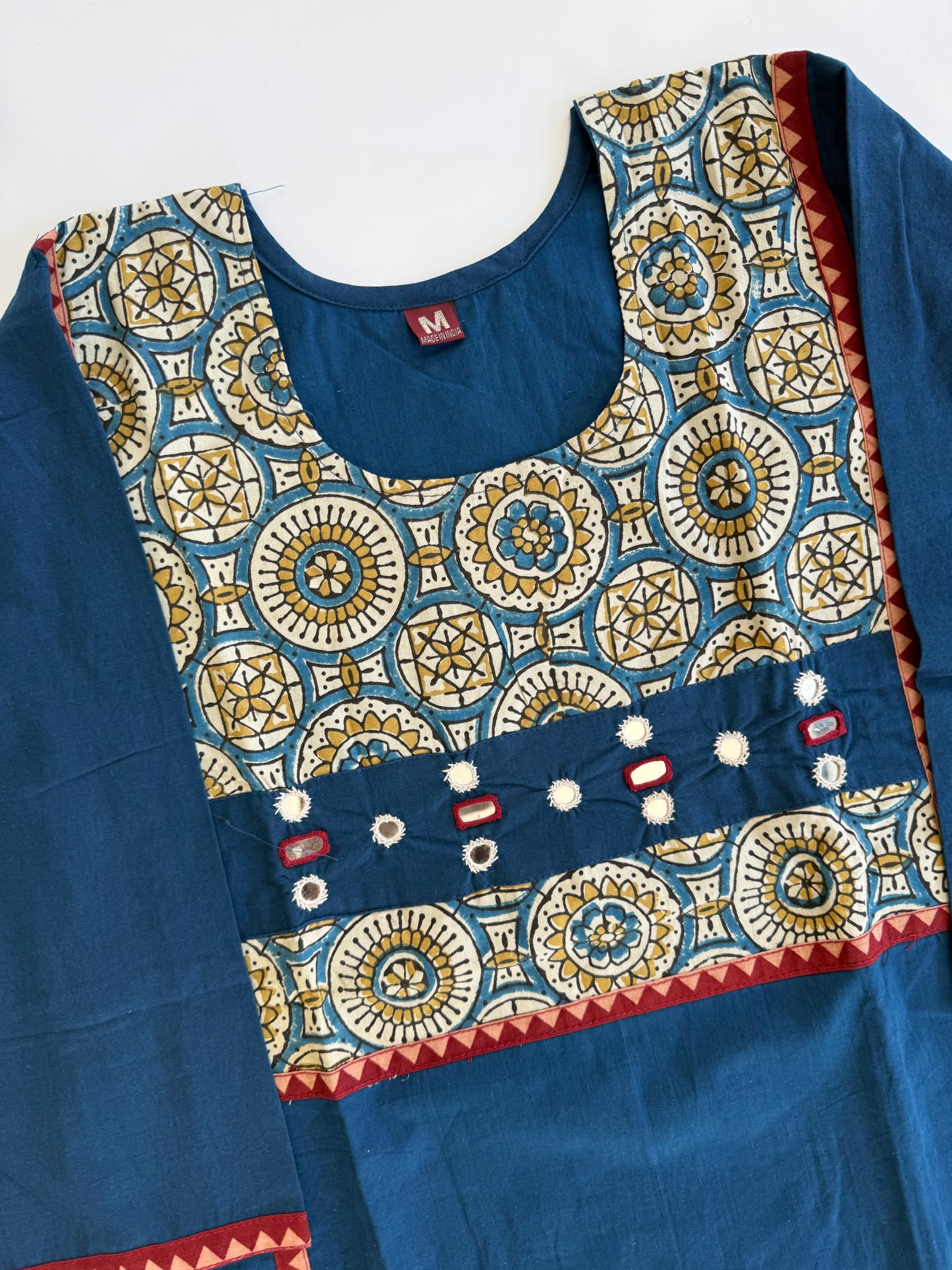 AJRAKH MIRROR BLUE KURTI-6089