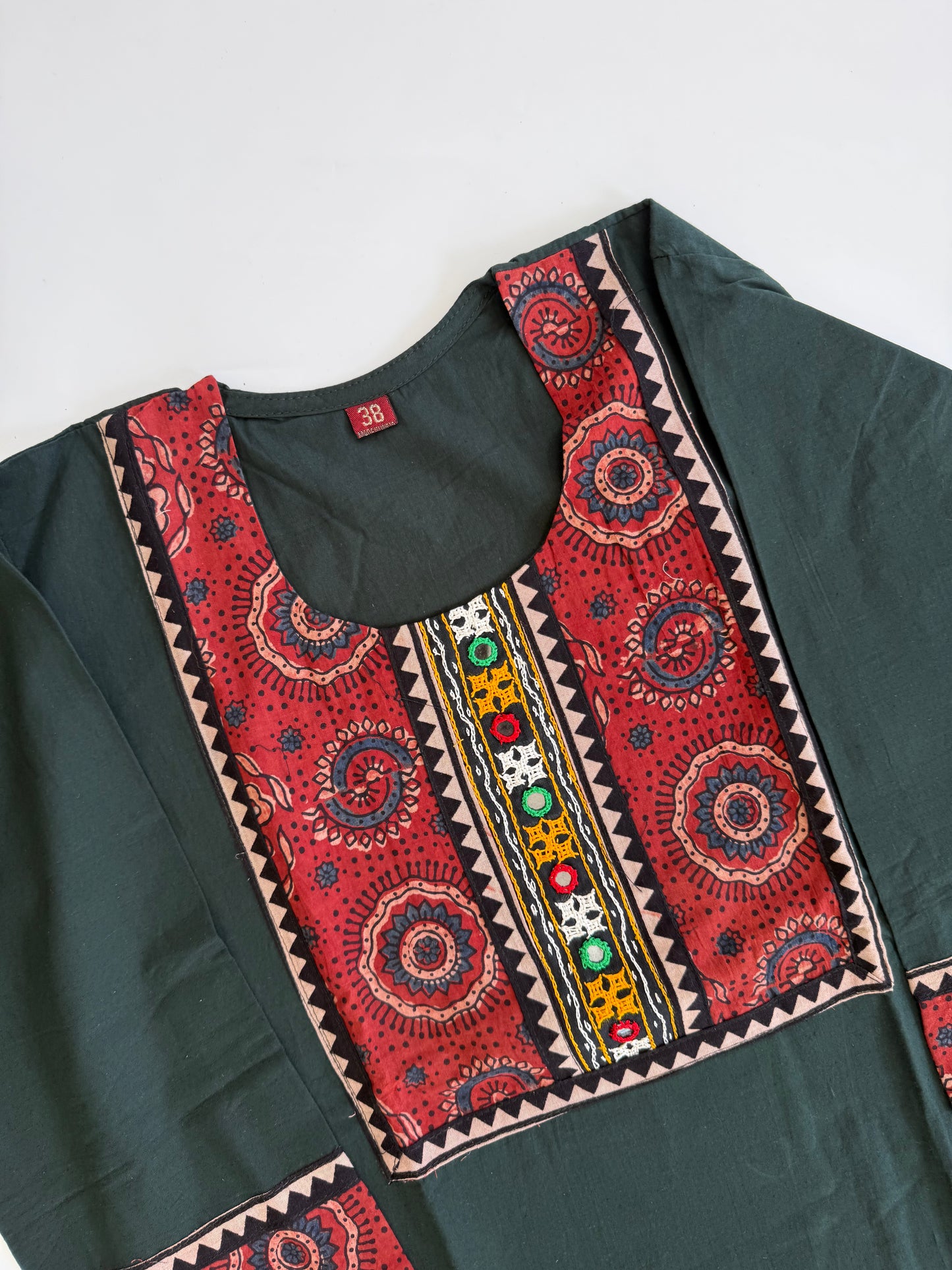 AJRAKH KUTCHI GREEN KURTI-6093