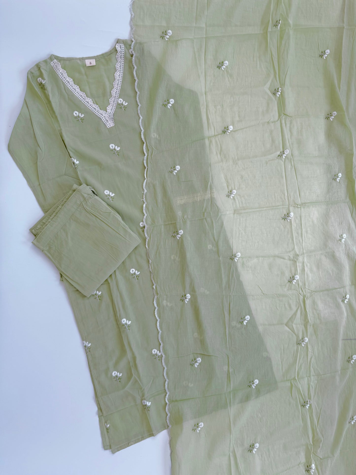 MULBLOOM GREEN KURTI SET-1750
