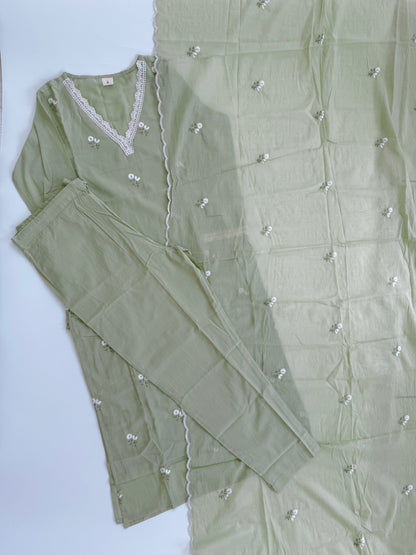 MULBLOOM GREEN KURTI SET-1750
