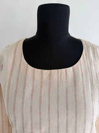 CREAM HANDLOOM KURTI-6143