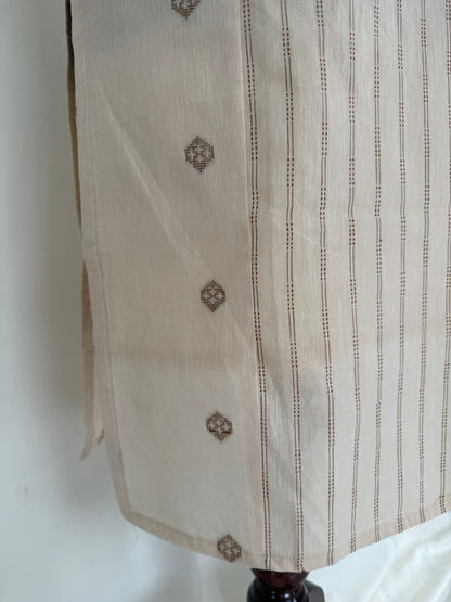 CREAM HANDLOOM KURTI-6143