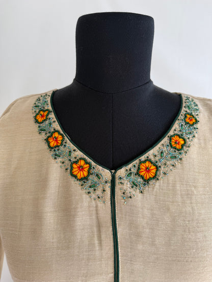 KASAVU GREEN FLORAL KURTI-6140