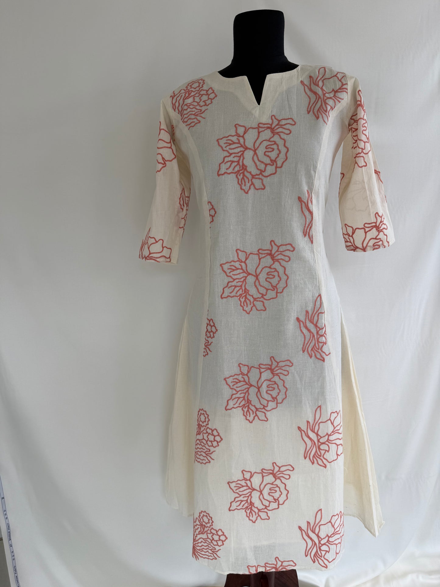 CREAM FLORAL KURTI-6139