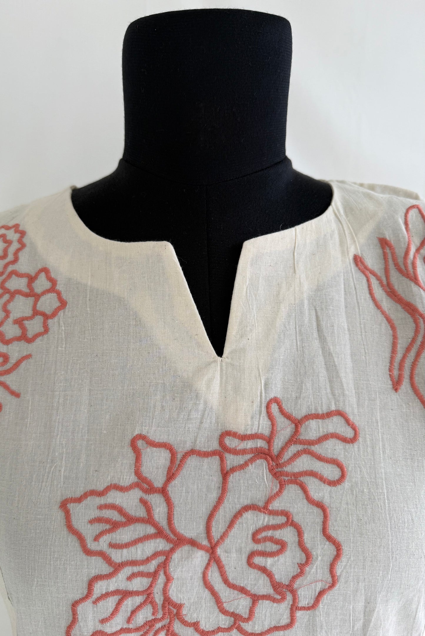 CREAM FLORAL KURTI-6139