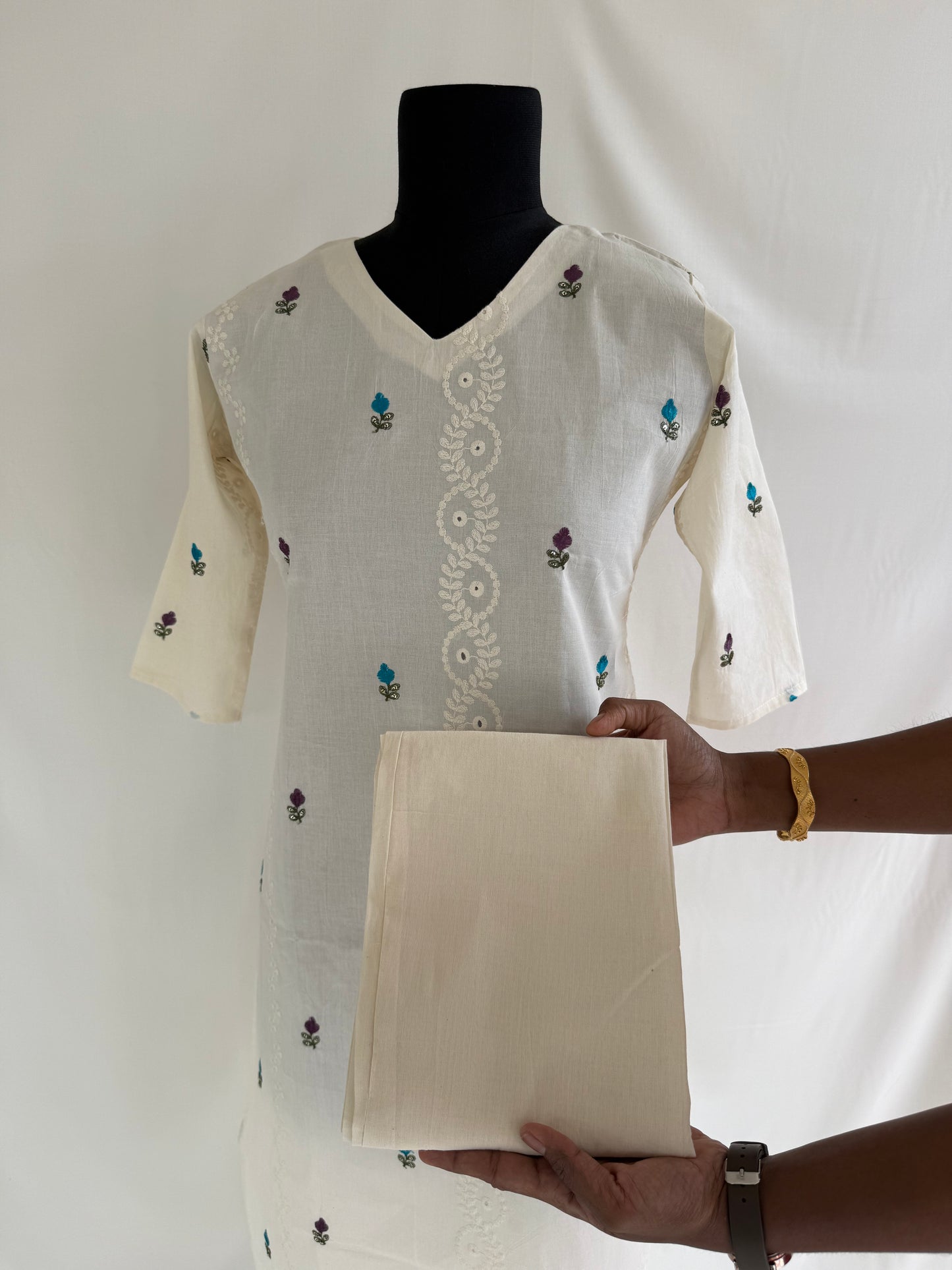CREAM FLORAL COORDSET-0149