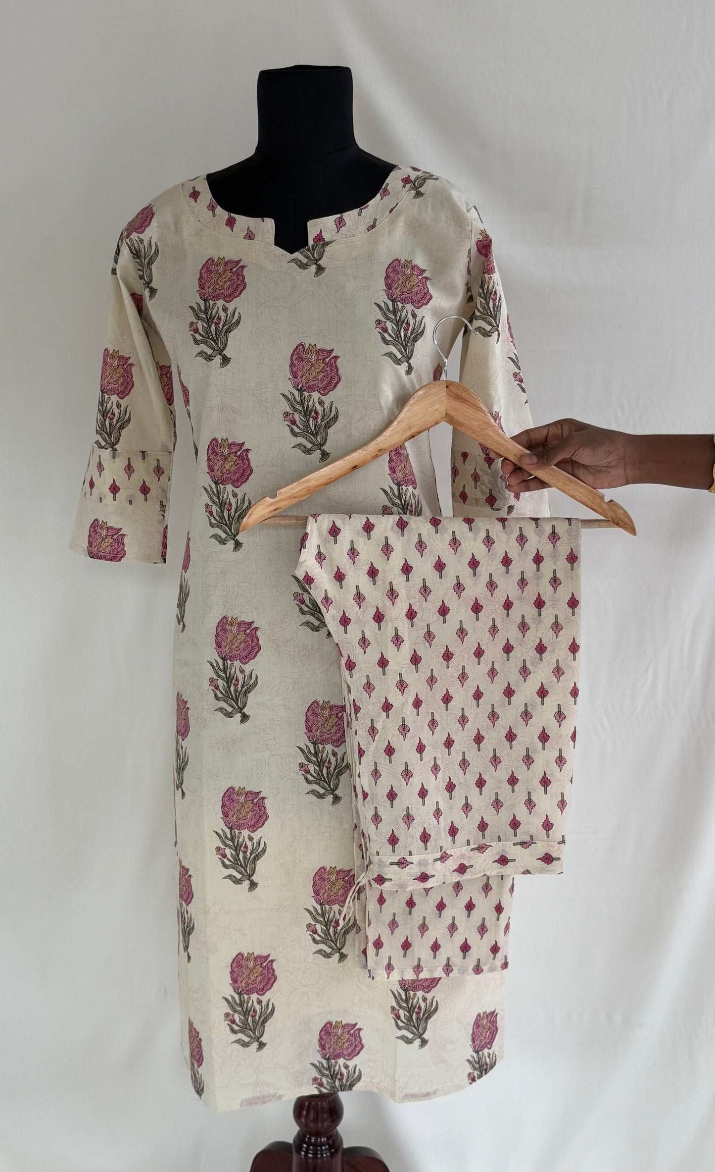 CREAM FLORAL PRINT COORDSET-0159