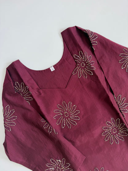MAROON SILK COORDSET-0144
