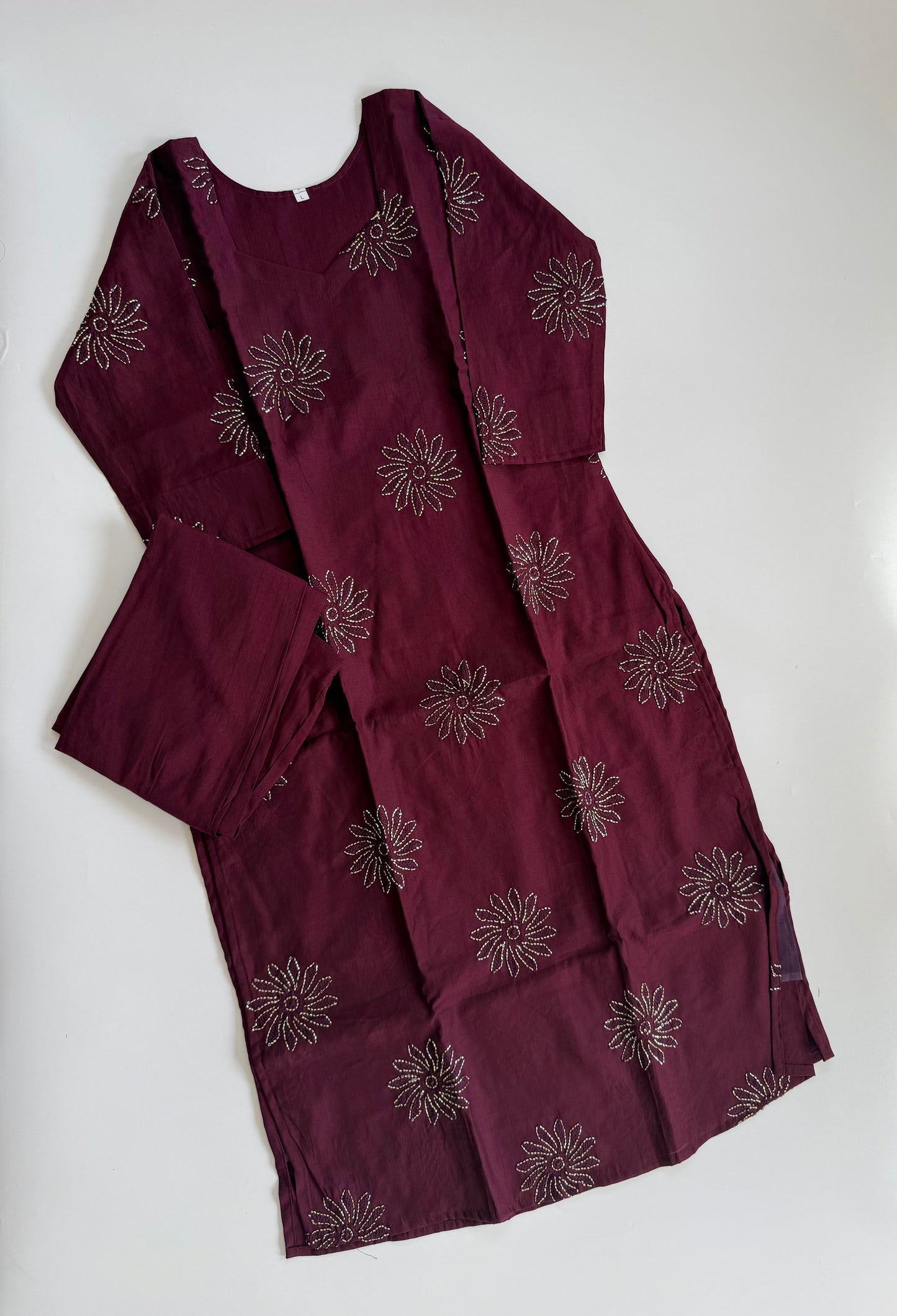 MAROON SILK COORDSET-0144