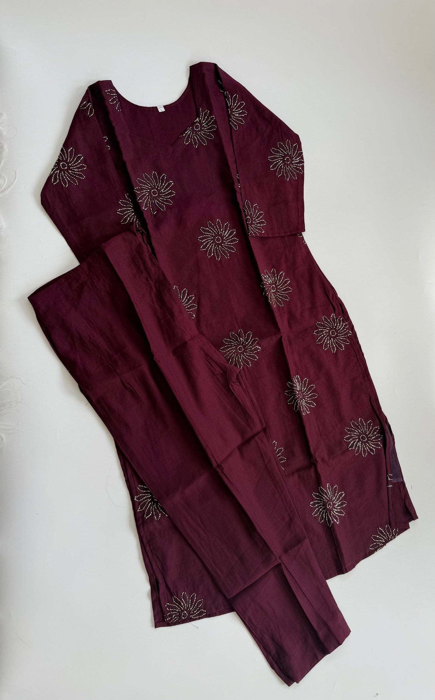MAROON SILK COORDSET-0144