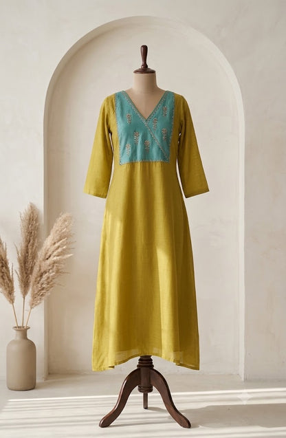 GREEN CHANDERI COORDSET-0165