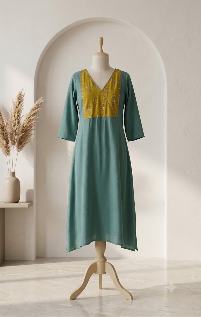 BLUE CHANDERI COORDSET-0165