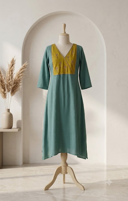 BLUE CHANDERI COORDSET-0165
