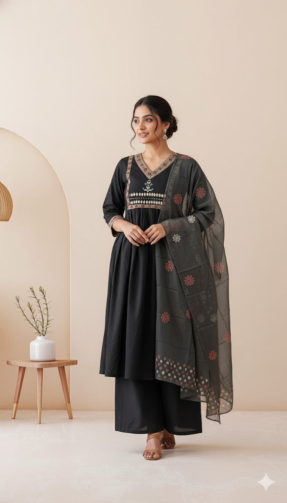 MIDNIGHT MIRROR KURTI SET-1165