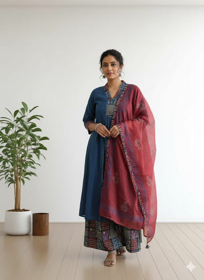 BLUE MOSAIC KURTI SET-1178