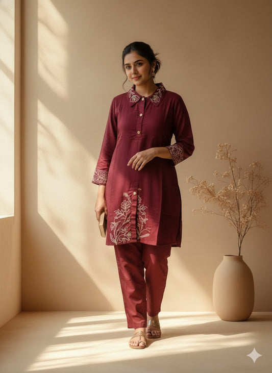 DEEP BERRY COORD SET-0073