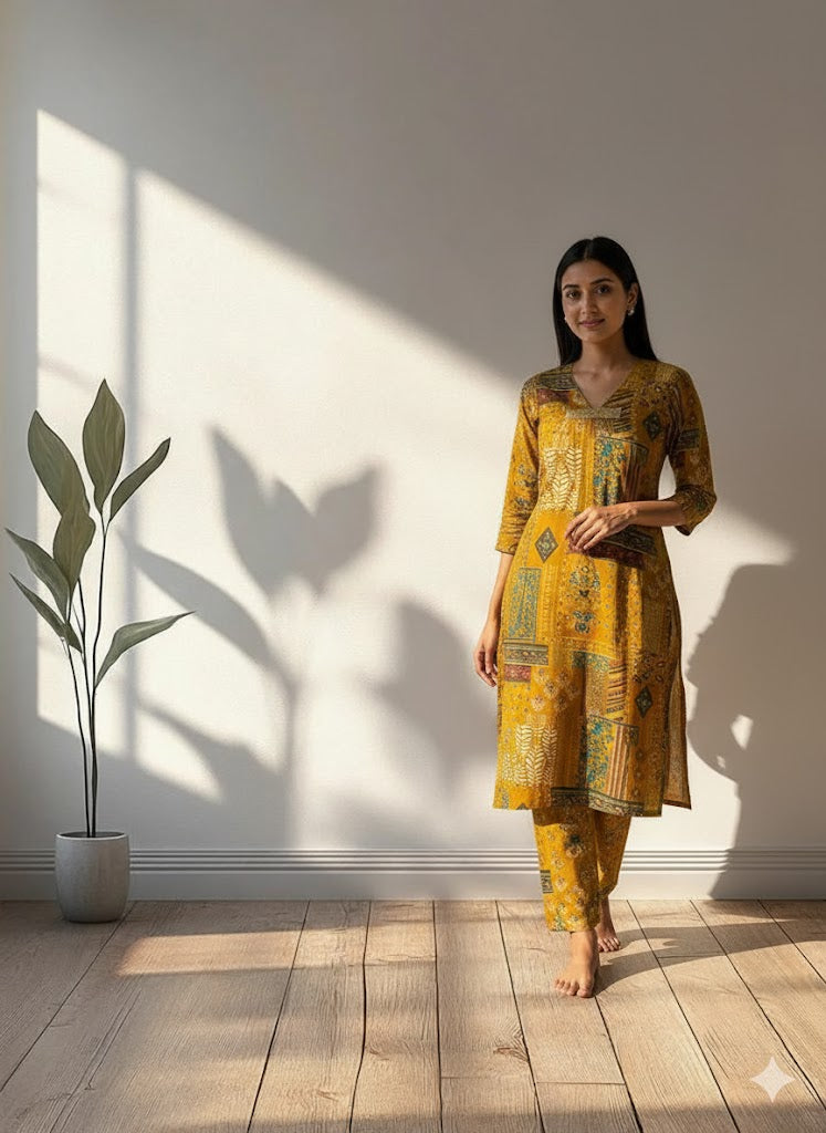 RANGREZ YELLOW CO-ORD SET-0034