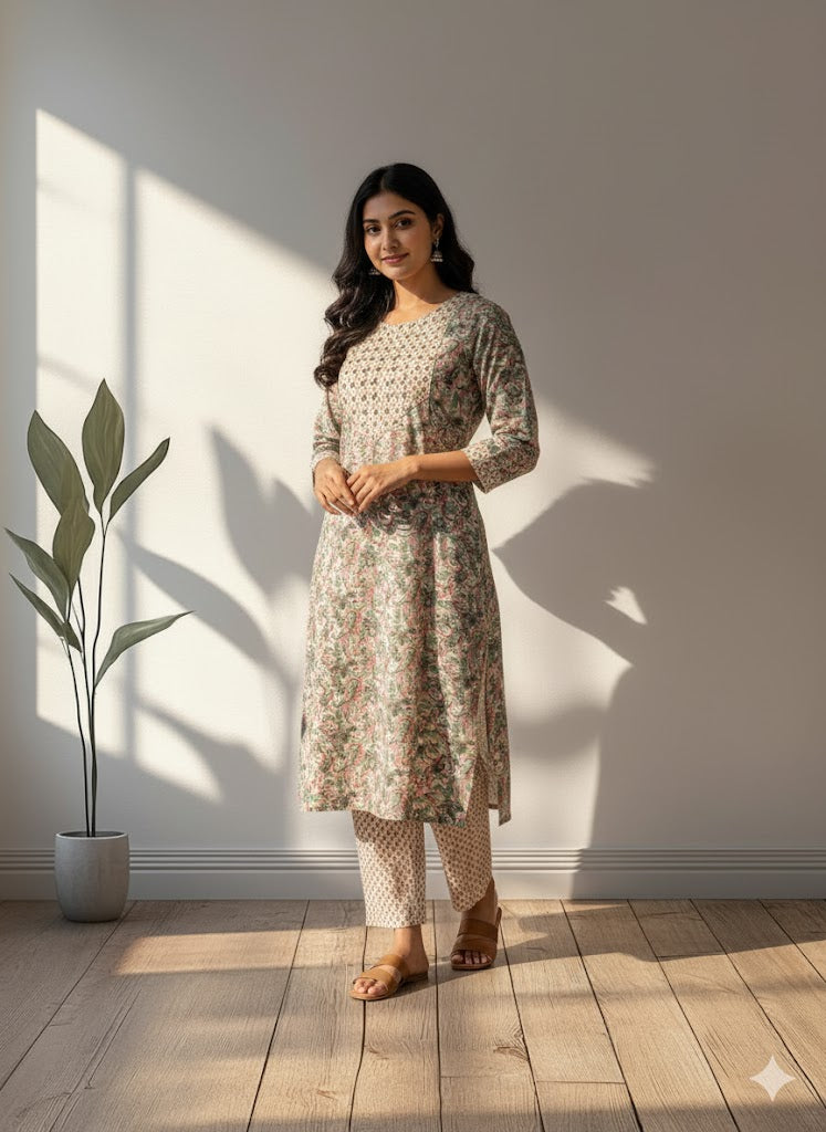 FLORAL GLEAM CO-ORD SET-0042