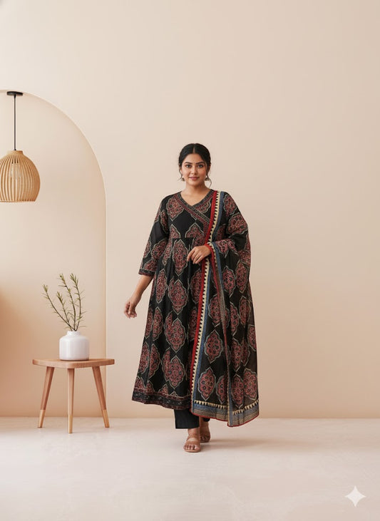 REGAL BLACK KURTI SET-2010