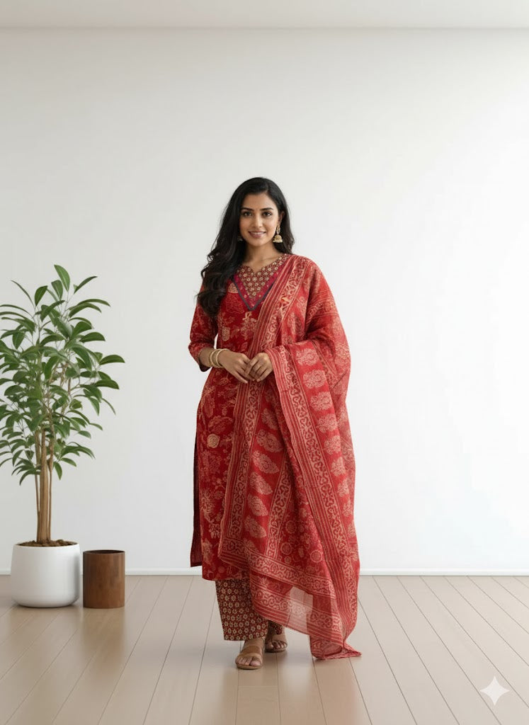 RUST ROYALE KURTI SET-1333