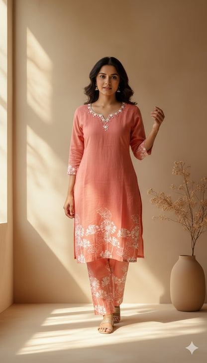 CORAL BLOOM COORD SET-0069