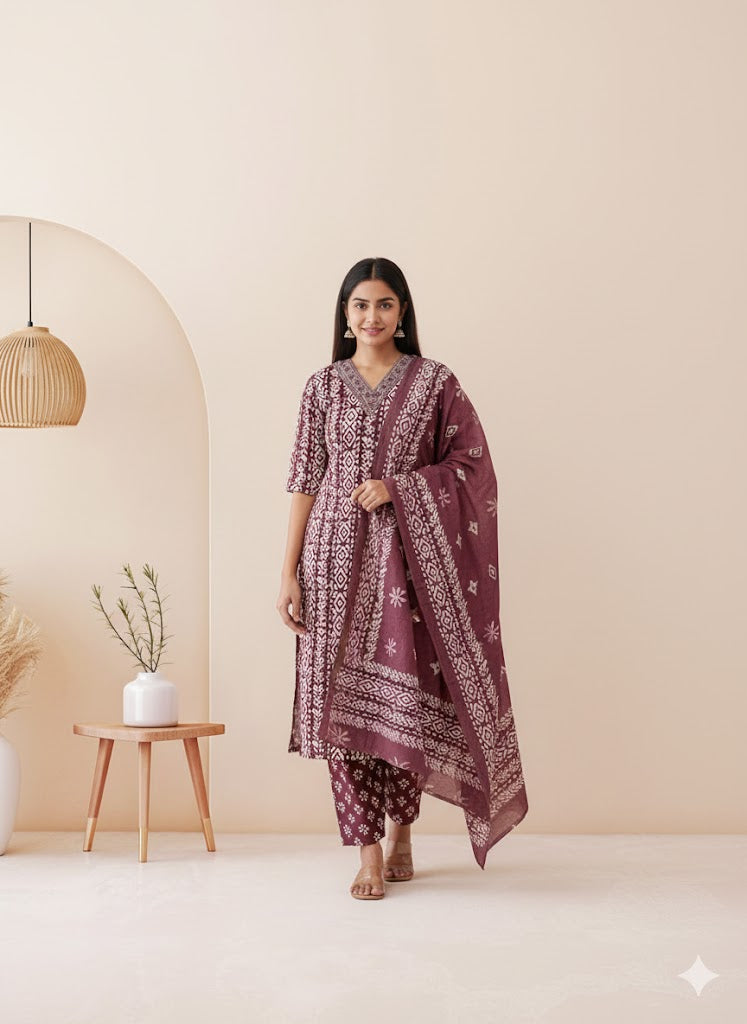 CASUAL COMFORT DUSTY PINK KURTI SET-1412