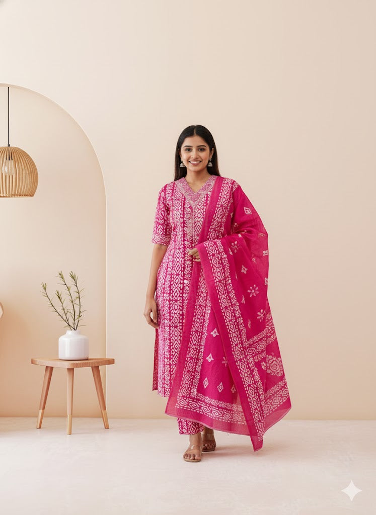 CASUAL COMFORT RANI PINK KURTI SET-1412