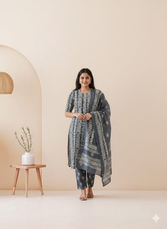 CASUAL COMFORT GREY KURTI SET-1413