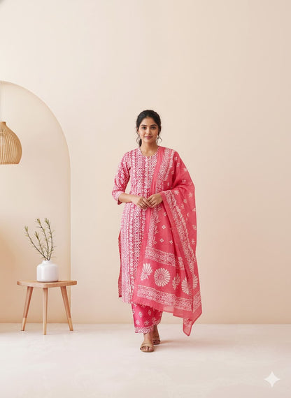 CASUAL COMFORT PEACH KURTI SET-1413