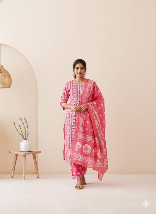 CASUAL COMFORT PEACH KURTI SET-1413