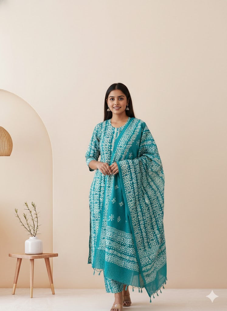 CASUAL COMFORT AQUA KURTI SET-1413