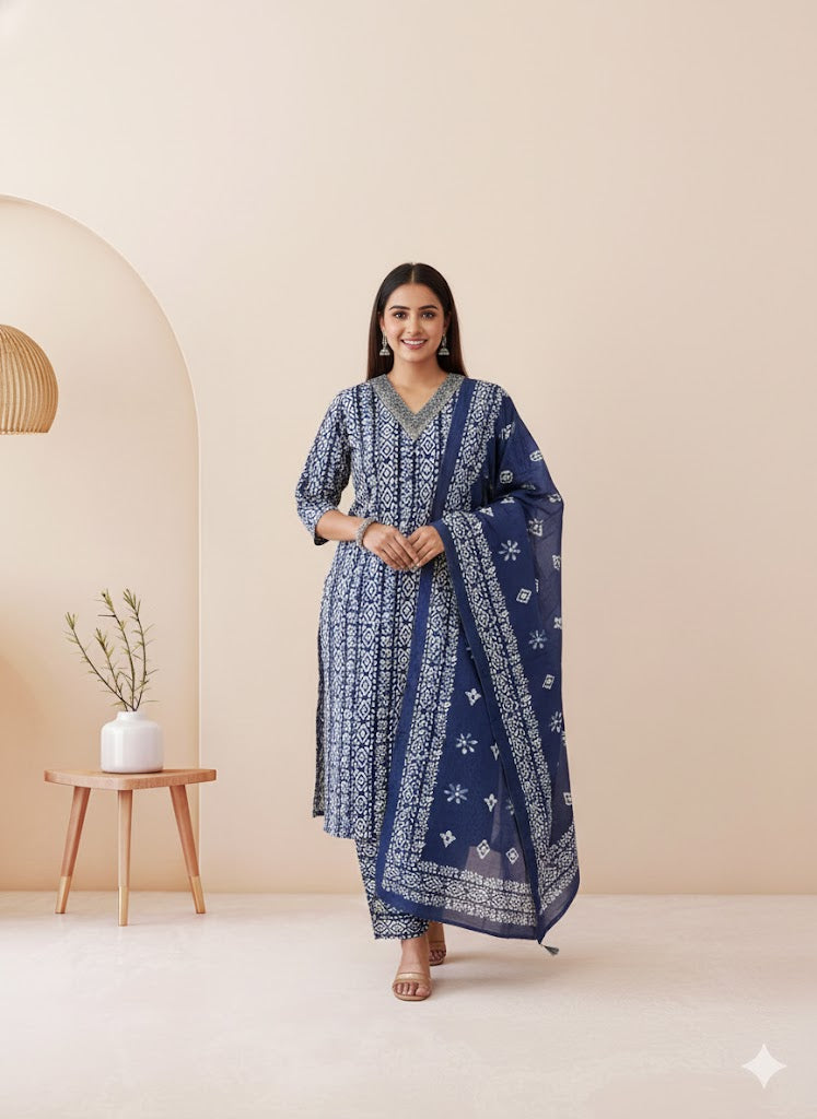 CASUAL COMFORT ROYAL BLUE KURTI SET-1412