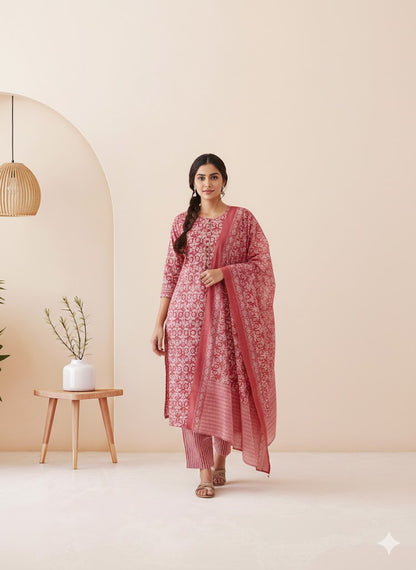 CASUAL COMFORT PEACH1 KURTI SET-1413