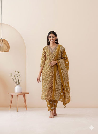 CASUAL COMFORT YELLOW  KURTI SET-1412