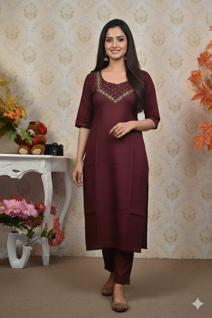 MAROON SILK HW CO-ORD SET-0032