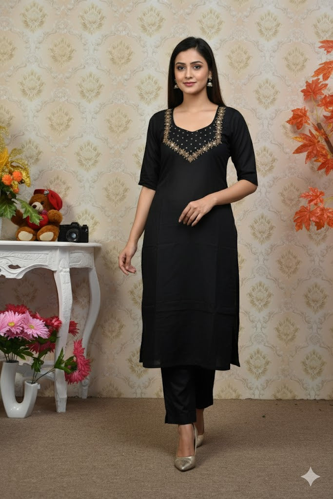 BLACK SILK MIRROR CO-ORD SET-0033