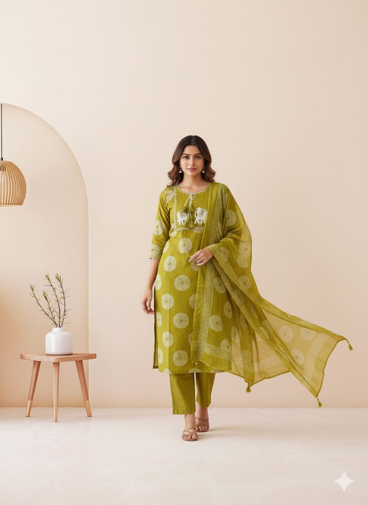 GREEN CHARM KURTI SET-1275