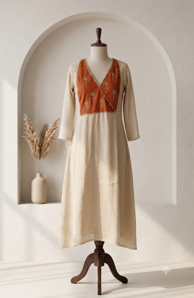 BEIGE CHANDERI COORDSET-0165