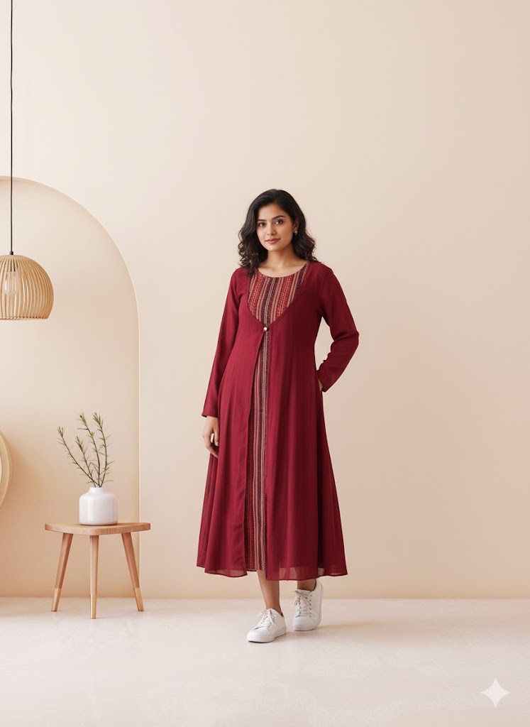 CASCADE MAROON DRESS-3027