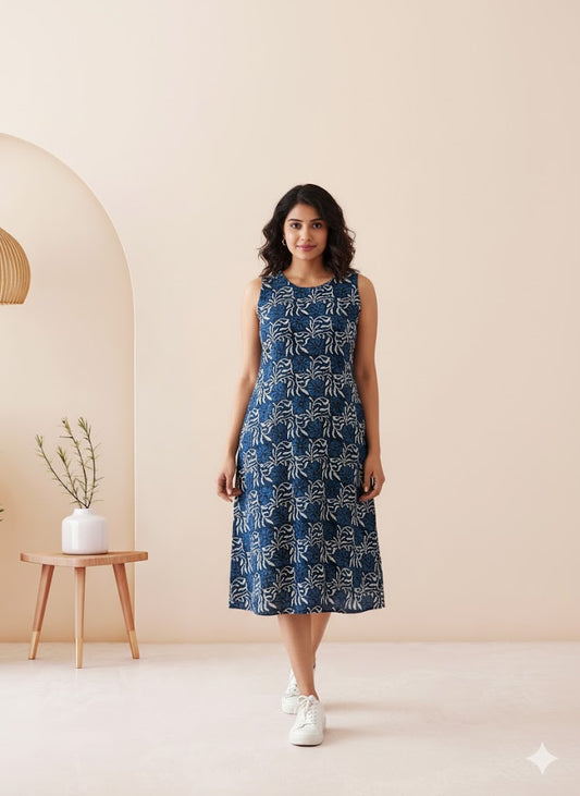 INDIE FLORAL BLUE  DRESS-3025