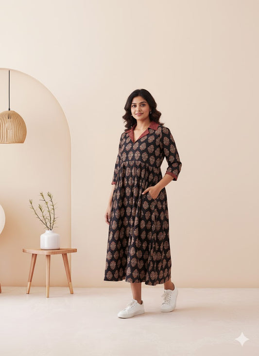 INDIE COLLAR BLACK DRESS-3025