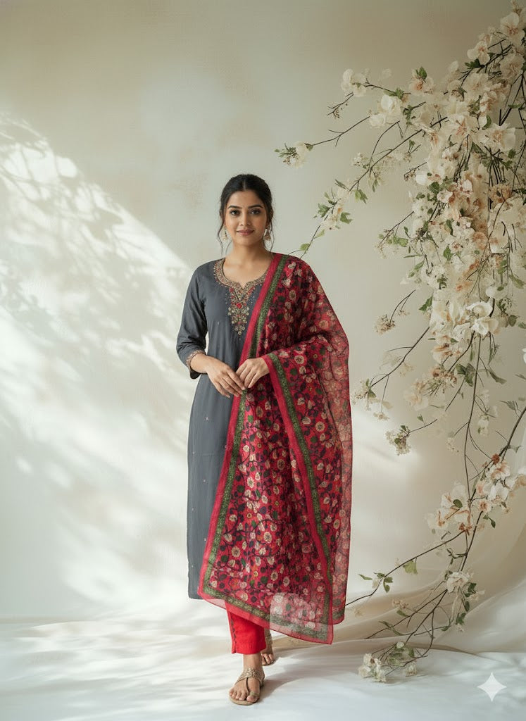 SMOKY GRACE ETHNIC SUIT-1280