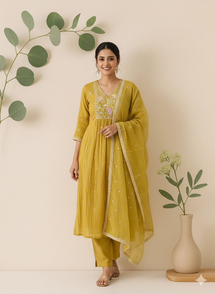 LEMON BLOOM  ETHNIC SUIT-2029