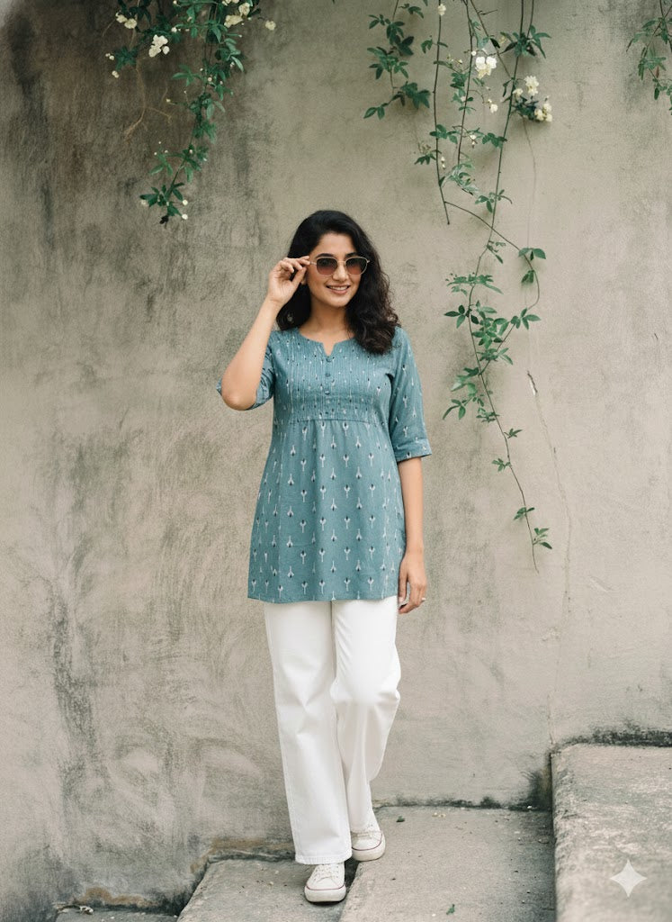ALL DAY BLUE SHORT KURTI-5015