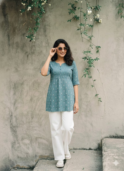 ALL DAY BLUE SHORT KURTI-5015