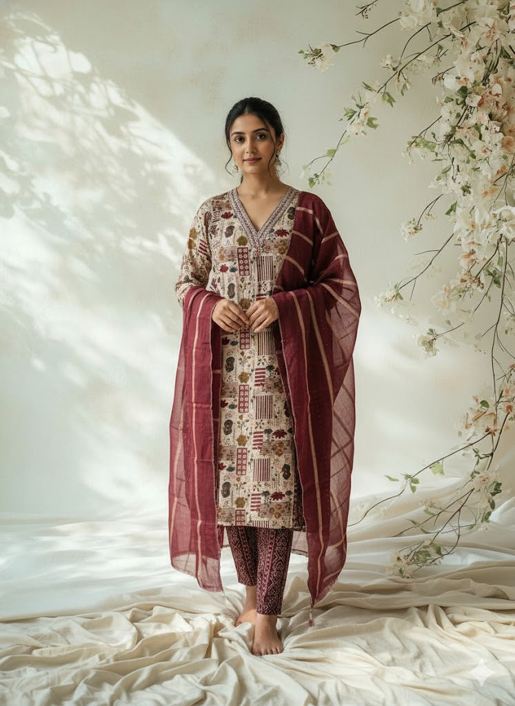 FOLK FUSION ETHNIC SUIT-1028