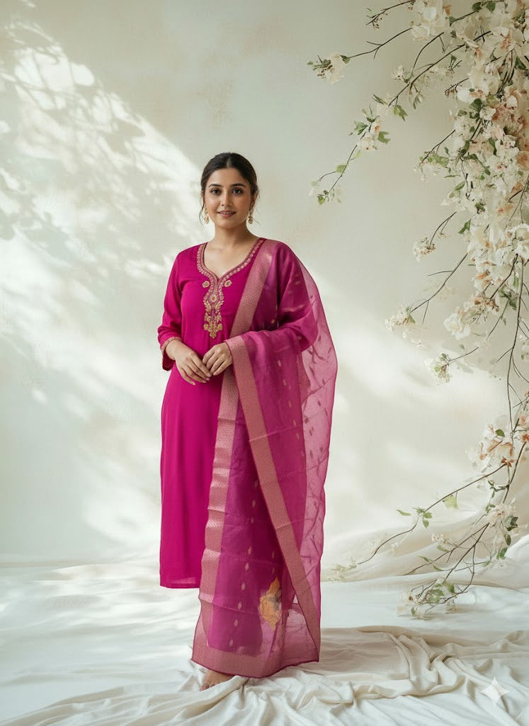 MAGENTA MAJESTIC ETHNIC SUIT-1176